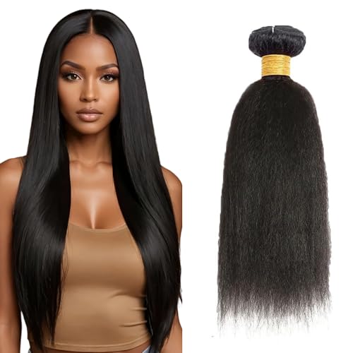 Extensions cheveux humains Yaki Wave 28 pouces tissage noir naturel en vrais cheveux
