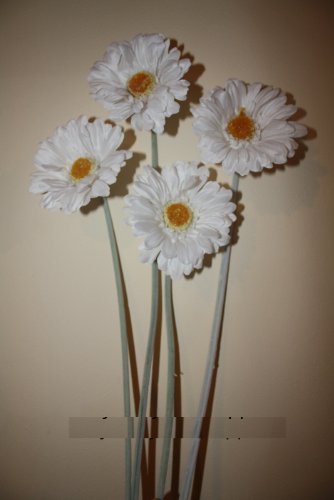 4 bianco fiore artificiale gerbera steli casa
