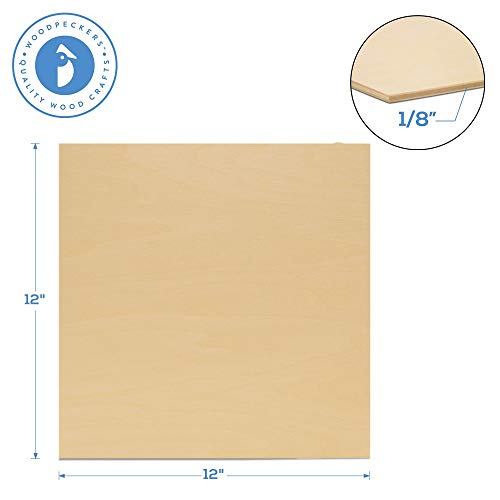 Baltic Birch Plywood, 3 Mm 1/8 X 12 X 12 Inch Craft Wood, Box Of 8 B/Bb Grade Baltic Birch Sheets, Perfect For Laser, Cnc Cutting And Wood Burning, By Woodpeckers #TOP4