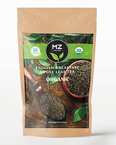 Organic Loose Leaf Tea | English Breakfast Tea | Net Weight 453g | Breakfast Tea | Organic Black Tea Bags| MZ Venture