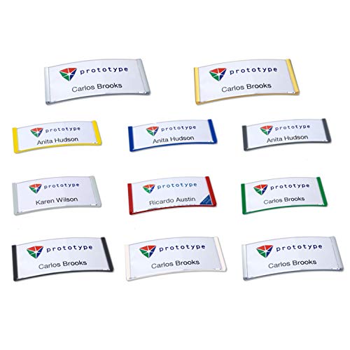 Badges nominatifs en plastique avec aimant blancs de 68x22 mm | Lot de 50