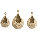 Generisch Juego de 3 cestas colgantes de pared en forma de gota, cestas de almacenamiento tejidas a mano para cocina, ideal para cebollas, verduras, patatas, ahorro de espacio, organizadores para el