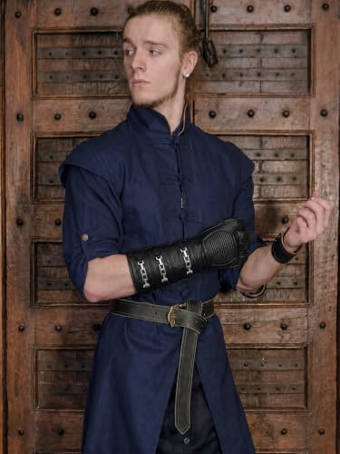 Image of URBAN BUCK Real Sheepskin Leather Sky Gauntlet Costume Glove - Regular Fit Long Arm Cuff Mens Unlined Cosplay Gloves