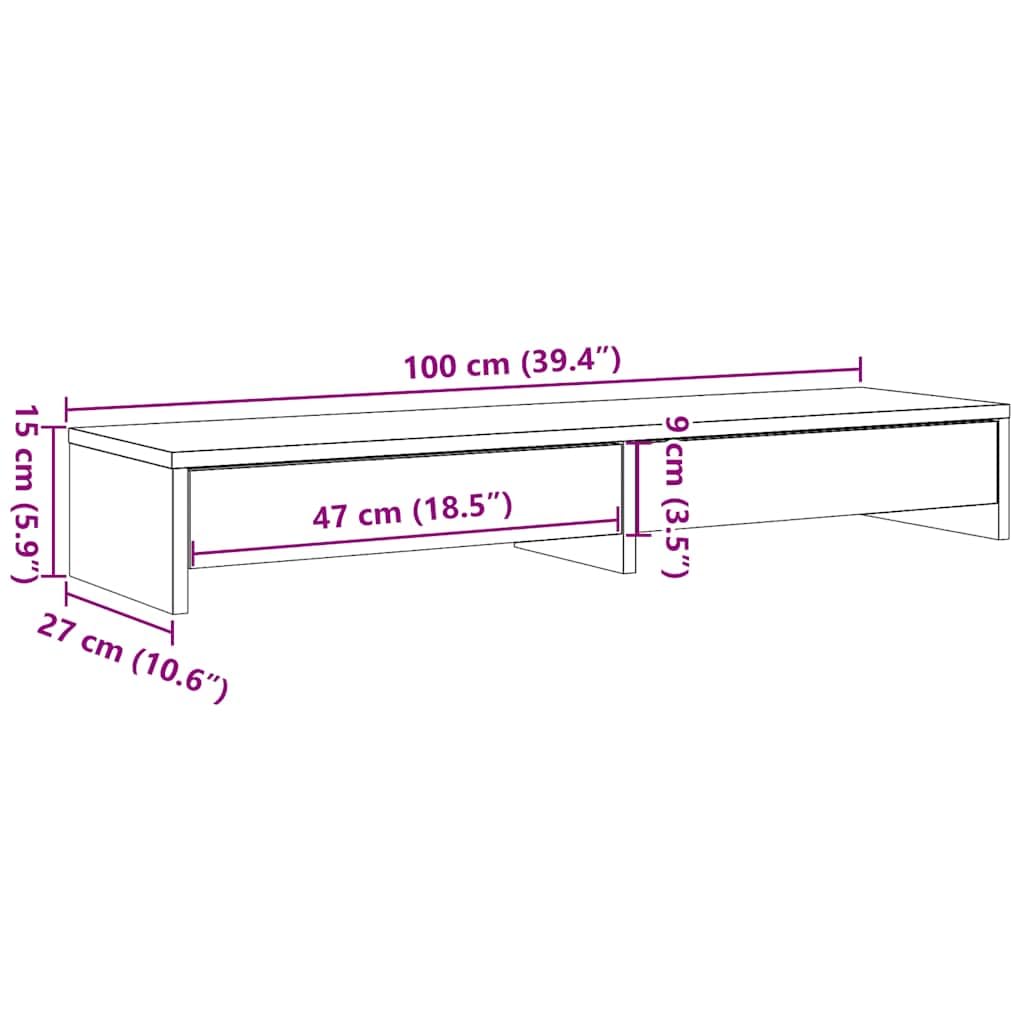 Monitorständer mit Schubladen schwarz Eichen-Optik 100x27x15 cm Doppel Monitorständer 2 Schubladen für Arbeitsplatz Büro Ordnung ergonomie