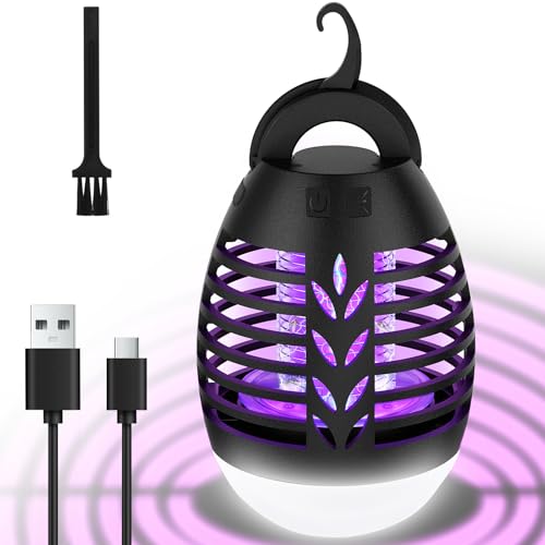 Insektenvernichter für Camping Mückenlampe 2200 mAh Akku Wiederaufladbare Mückenvernichter mit LED-Licht IPX6 Wasserdicht Tragbar USB Aufladbar für Innen & Außen
