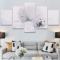 SIGNWIN 5 Panel Canvas Wall Art Animals Black and White Dramatic Group Modern Artwork for Home Decorations Ready to Hang - 60