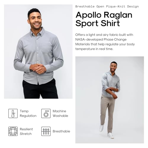 Ministry of Supply Men's Apollo Raglan Sport Dress Shirt, Casual Long Sleeve Button Down, Moisture Wicking, Wrinkle-Resistant2