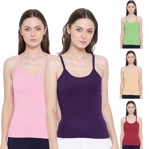 Image of Rupa Softline Women Super Combed Cotton Camisole, Under-Shirt, Stretchable and Body-Hugging, Pack of 5