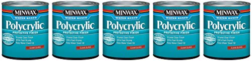 Minwax 65555444 Polycrylic Protective Finish Water Based, Quart, Gloss - 5 Pack