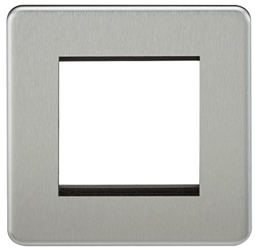Knightsbridge ML661 - BRUSHED CHROME SCREWLESS 2G MODULAR FACEPLATE, 230V, IP20 W/ 15YR WARRANTY