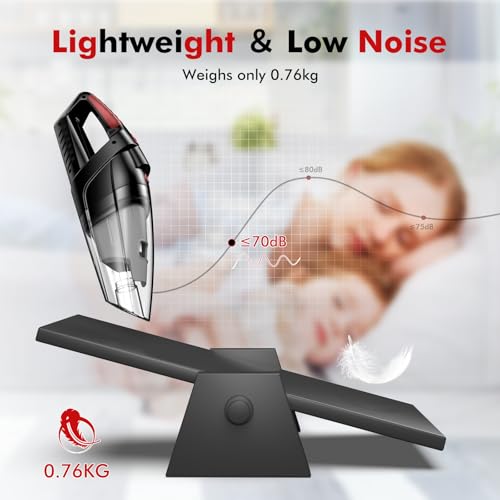 Image of Vacuum Cleaner for Car Use, 9500PA Cordless Vacuum Cleaner for Home Use Wet and Dry, 3 Powered Modes by 6000mAh Battery & 12V DC Car Port & USB Charging, Lightweight, LED Light, HEPA Filter
