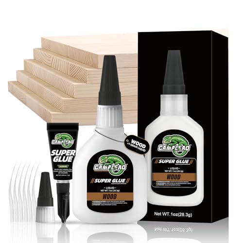 Wood Super CA Glue 1oz +1g Kit, Professional Clear Glue for Woodworking & Woodturning, Industrial Strength Instant Cyanoacrylate Adhesive for Stabilizing Crack, CA Finish, Spalted Wood, Gap-Filling