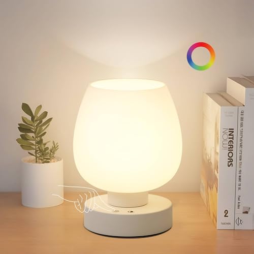 KARTOOSH Cordless Touch Bedside Table Lamp, Rechargeable Battery Operated Desk Lamps with 8 RGB...