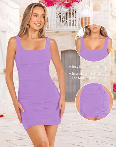Image of Ellakoko 2025 Women Spring Summer Sleeveless Dress Sexy Mini Bodycon Square Neck Prom Party Cocktail Graduation Dress