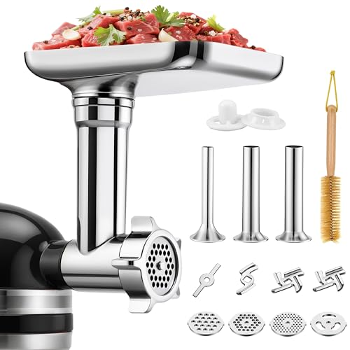 Metal Meat Grinder Attachments for KitchenAid Stand Mixer, Mixer Attachment for KitchenAid, Meat Grinder, Sausage Stuffer, Not Dishwasher Safe