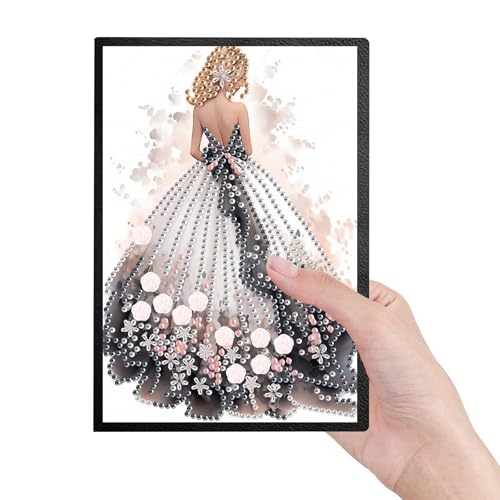DCIDBEI Caderno de arte com pintura de diamante faça você mesmo, papel em branco, A5, caderno de esc
