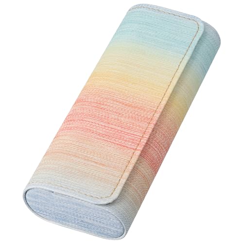 [Looca] メガネケース 【マグネットでラクラク開閉】 眼鏡ケース サングラスケース おしゃれ 可愛い セミハード メガネ拭き レディース メンズ (カラフル)