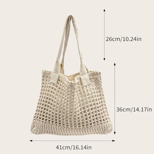 Bolso Tote de Playa para Mujer ENBEI, Diseño de Ganchillo miniatura 4