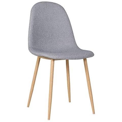 BB&UU Barstool Chair With COMFORT Curved Back Seater,Cotton Linen Dining Chairs,Upholstered Seat Chair With Wooden Effect Metal Legs-Gray 45 * 53 * 88cm Cover