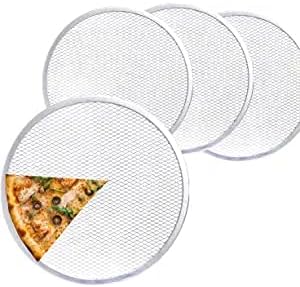 WSHA 1 Pack 16-19 inch Durable Pizza Screen/Aluminum Pizza Pan/Thicken Non-Stick Round Baking Tray/Crispy Baking Mats for Oven Cookware,17inch