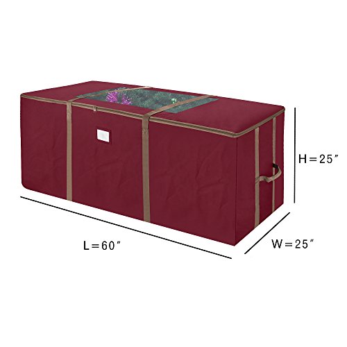 Elf Stor 83-DT5172 Premium Red Rolling Duffle Style Christmas Storage Bag-Holds Trees up to 12 Feet, Foot