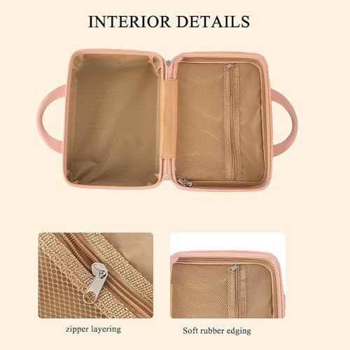 Image of Hand Luggage, Korean Mini Carrying Makeup Case Suitcase with Elastic Band, Small Hard Shell Cosmetic Case for Travel Camping Password Travel Case Women Girls (Bear Luggage)