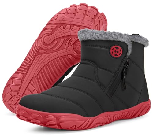 Image of Hsyooes Womens Mens Barefoot Boots Winter Snow Boots Wide Width | Warm Ankle Booties,Fur Lined,Zero Drop Sole,Wide Toe Box