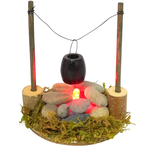 Krippenbeleuchtung Lagerfeuer 13 Wichtel Zubehör Lagerfeuer Krippe, Miniatur Feuerstelle Krippe mit...