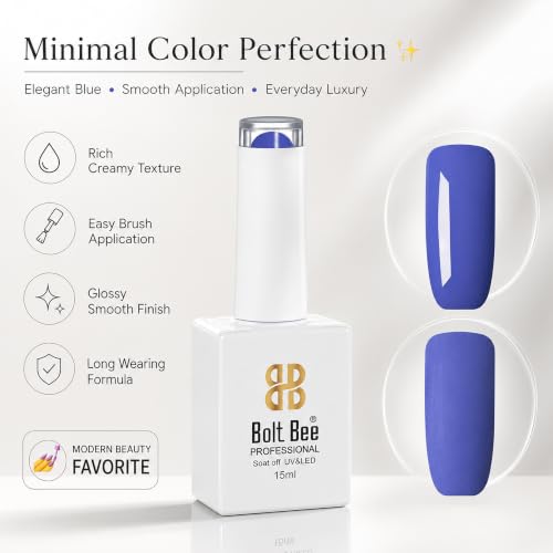 Image of Bolt Bee Blue Color Gel Nail Polish Soak Off UV Gel 15ML DIY at Home Manicure Salon Nail Art