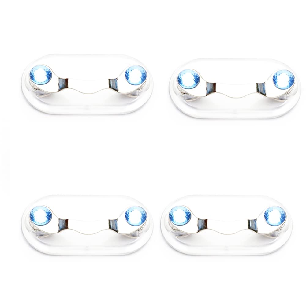 4PCS Magnetic Eyeglass Holder Stainless Steel Mini Sunglass Racks 12 Colors Bat Shape ID Badge Holders(Light Blue)