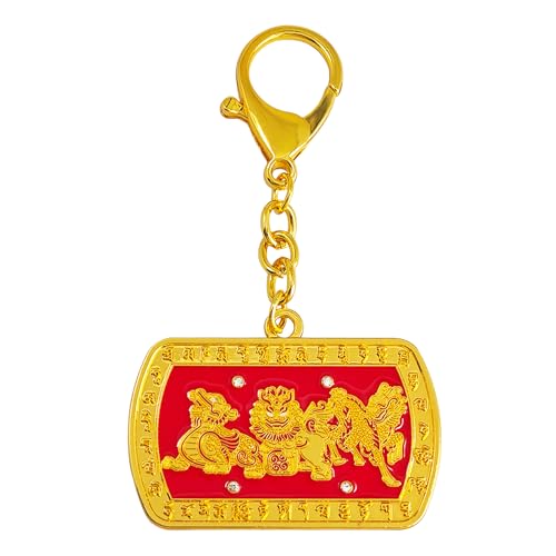 Porte-clés Feng Shui trois meurtres 3 célestes rouge doré
