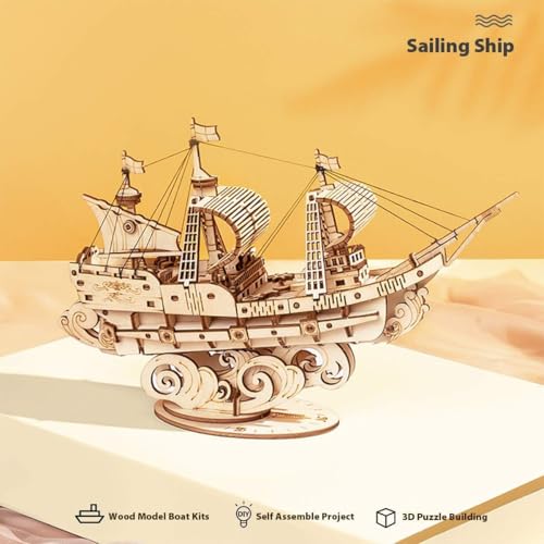 Robotime 3D Wooden Puzzle for Kids and Adults Boat Building Kits Craft Brain Teaser DIY Kits for Children 8 Years Old and Up (Sailing Ship) - Image 6