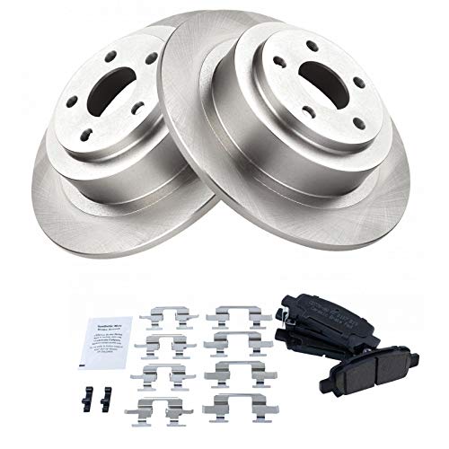 Image of TRQ Rear Brake Pad and Rotor Set Ceramic Vented Rotors