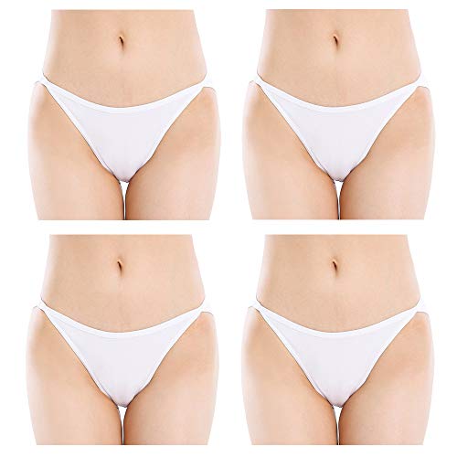 Nightaste String Bikini Coluttes Nolle en Coton de Faible Taille pour Femmes (S, 4 Blanc)