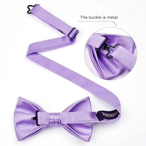 Image of HISDERN Bow Ties for Men Pretied Bowties Classic Formal Business Bow Tie Adjustable Tuxedo Bowtie for Wedding Party