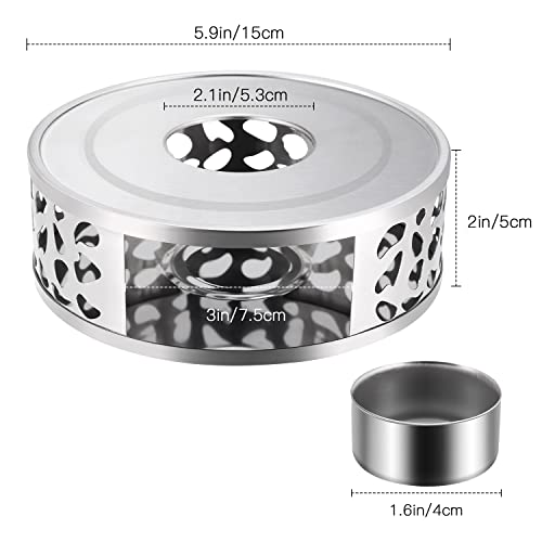 Image of Simtive Teapot Warmer, Brushed Stainless Steel Tea Warmer with Tealight Holder, Silver (Pack of 2)