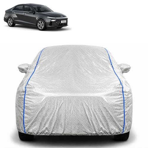 Image of Waterproof Car Cover for Hyundai Fluidic Verna 4S | All Weather Protection | UV Resistant & Dustproof | Soft Cotton Lining to Prevent Scratches | Triple Stitched with Mirror Pockets & Elastic Hem