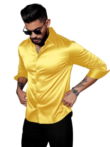 Image of IndoPrimo Men's Stylish Solid Satin Casual Shirt for Men Full Sleeve