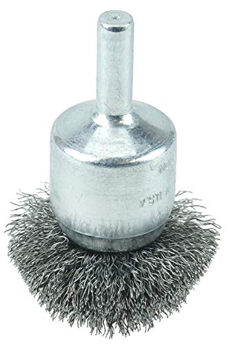 Weiler 10037 1-1/2" Circular Flared Crimped Wire End Brush, .008" Steel Fill, Made in the USA