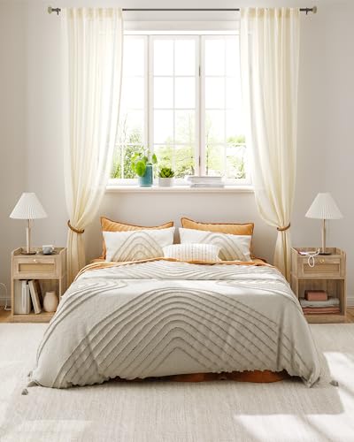 CHOEZON Rattan Nightstands Set of 2 with Charging Station, Boho Nightstand, Rattan Bedside Tables with Drawer, Storage Side Table with 2 USB Ports, Bedroom, Natural MBZ01UP2WO CHOEZON Rattan Nightstands Set of 2 with Charging Station, Boho Nightstand, Rattan Bedside Tables with Drawer, Storage Side Table with 2 USB Ports, Bedroom, Natural MBZ01UP2WO