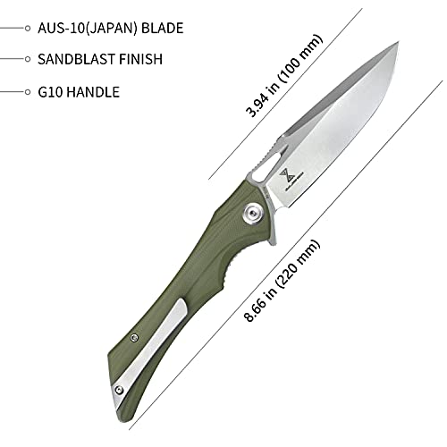 Kubey Kb245 Raven Edc Pocket Knife – Folding Tactical Knife With 3.93” Aus-10 Blade Plastic Handles, Hunting Survival Outdoor Knife With Titanium Clip For Men And Women (Od Green) #TOP1