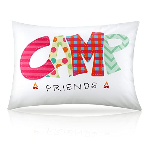 Image of Moukeren Camp Friends Girl Autograph Pillowcase Summer Camp Pillowcase Travel Pillow Case Travel Pillow Cover for Kids Package Stuff Essentials Sleepaway Accessories (Multi Colors,1 Pcs)