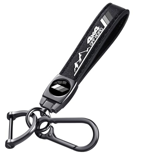 Annloysky Black Car Keychain, Premium Metal Key Ring & Black Leather, Anti-Scratch Anti-Drop Compatible with Toyota Tacoma 4Runner Tundra TRD Camry Rav4, with Tri-Color Stripe Emblem