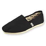 A&A Vegan Black Espadrille Flats Canvas Shoes Alpargatas for Women (Classics) US7