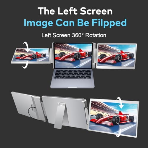 Image of 15.6 inch Laptop Screen Extender for Triple Display - FHD 1080P Portable Monitor For Laptop - Compatible with MacOS /Windows /Android - USB C Detachable Plug & Play Extended Screen for 12-17 inch Laptops