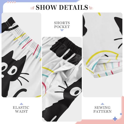 Cat Doodle Boys Pants Boys Athletic Pants Long Pant for Boywith Pockets Wide-Leg Size 6-14Y4