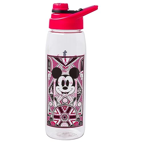 Silver Buffalo Disney 100 Mickey Ships - Botella de agua con tapa de rosca, 28 onzas