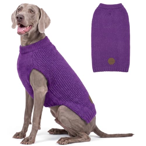 KYEESE Reflective Yarn Dog Sweater for Large Dogs Thick Knit Pullover