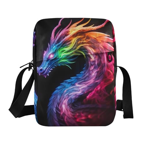 Crossbody Bag Color Flame Dragon Messenger Bag for Women Men Purse Shoulder Bag Satchel Bag with Adjustable Strap 214A0568
