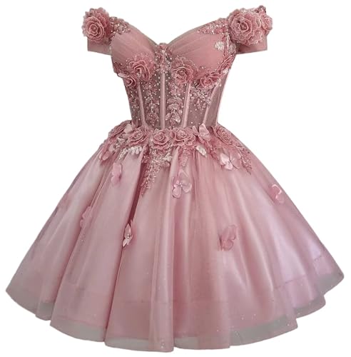 Image of Zhangyo Sparkly Tulle Homecoming Dresses for Teens Off Shoulder DAMA Dress